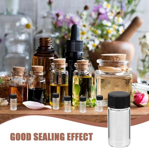Image of Bello 50pcs 5ml Clear Glass Vials Culture Tube with Screw Caps, PE Stopper, Leak-Proof Glass Bottles Containers for Cosmetics, Perfume Making, Lab, Laboratory, Essential Oil Storage