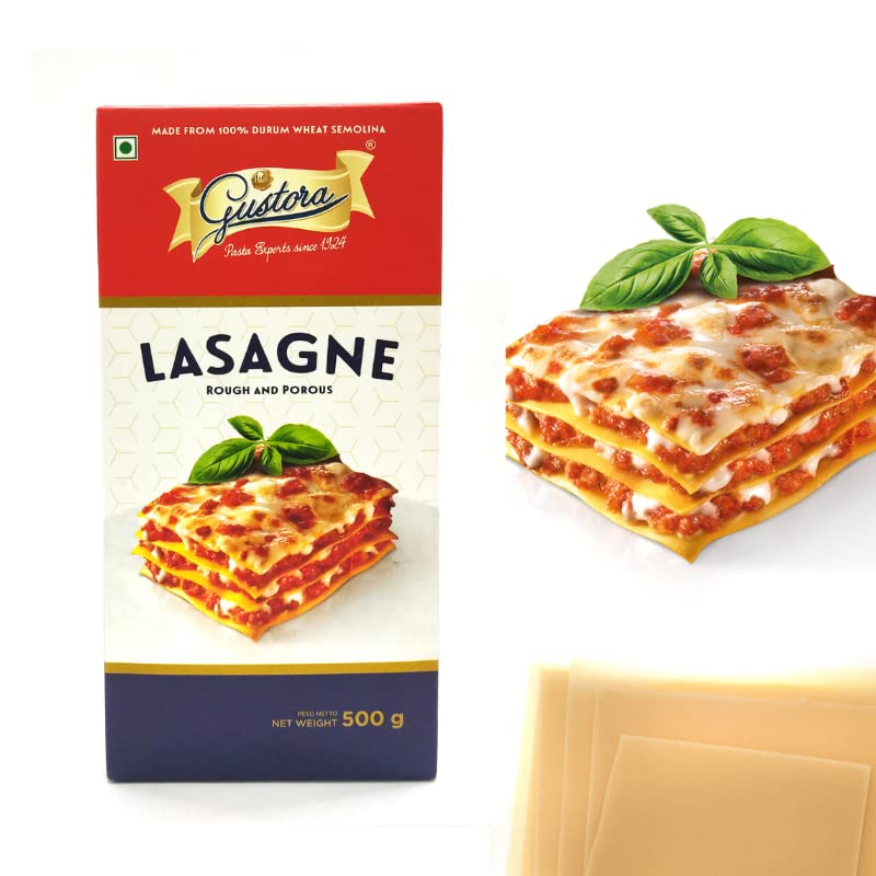Image of Gustora Ready To Eat Lasagne Pasta Sheets I Layered Delight Of Flavor And Tradition I Durum Wheat Semolina I Vegetarian I Gluten Free Instant Lasagne Combo Sheets - (500 X 2)
