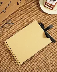 Álbum de recortes de 30 páginas 14 x 8,68 cm - papel kraft, capa dura encadernado em espiral com fecho de fita, ideal para álbuns de recortes DIY, livros de memória e projetos de arte (marrom)