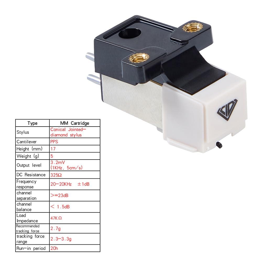 Testina del giradischi Cartuccia magnetica Stilo Cartuccia giradischi magnetica universale di ricambio ad alta precisione per fonografo con stilo conico diamantato per giradischi