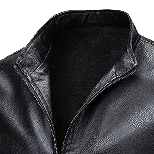 Chaqueta de cuero sintético patchwork para hombre miniatura 2