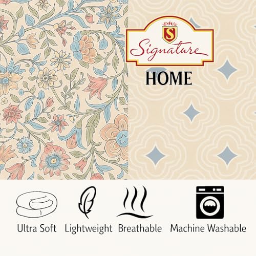 Image of Signature Reversible Super Soft Double Bed Comforter /Quilt Set 350 GSM - 88x90 inches | King Size Fitted Elastic Bed Sheet with 2 Pillow Covers | All-Season Ultra Cozy Bedding Set (Royal Amara)