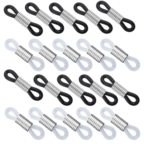 VIGHNESHWAR TRADERS 20 Pieces Eyeglass Chain Ends,Silver Adjustable Long Spring Rubber Ends Connectors for Eye Glasses Holder Necklace Chain-image-37
