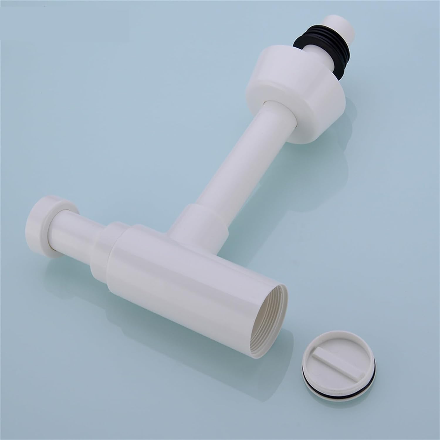 sustitución de Tapones de Fregadero Pop up, Sifón Tipo P, sifón Redondo, sifón de plástico ABS for baño, Lavabo, tubería de desagüe, desagüe emergente Blanco con desbordamiento.
