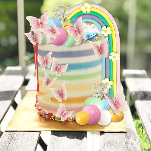 Drwate GCMGL10015 25Pcs Rainbow Cake Topper Balls Cake Decorations Boho Cake Topper thumb #6