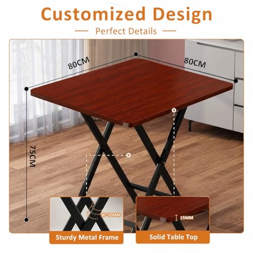 Image of Multi-Purpose Portable & Foldable Wooden Dining Table Desk for Living Room | Bed Room | Made with Engineered Plywood top and Powder Coated Finish for Home & Office (Coffee Brown)