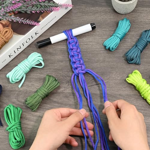 Paracord Set, 26 Stück 4mm Paracord 550 Nylonschnur, 26 Farben 3M Multifunktionale Nylonseile Zeltseil, Paracord Schnur für DIY Armband, Schlüsselbund, Camping Outdoor Sport