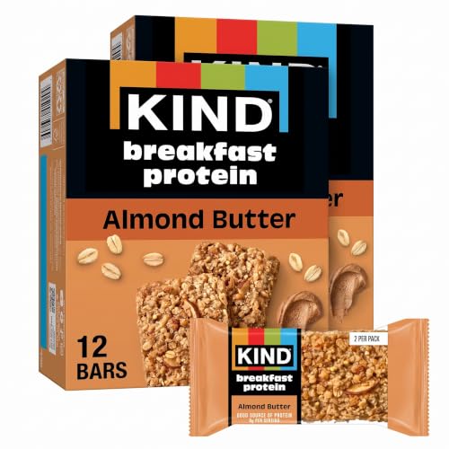 KIND Breakfast Protein Bars,Almond Butter,Healthy Snacks,Gluten Free,8g Protein,6 Count (Pack of 2)