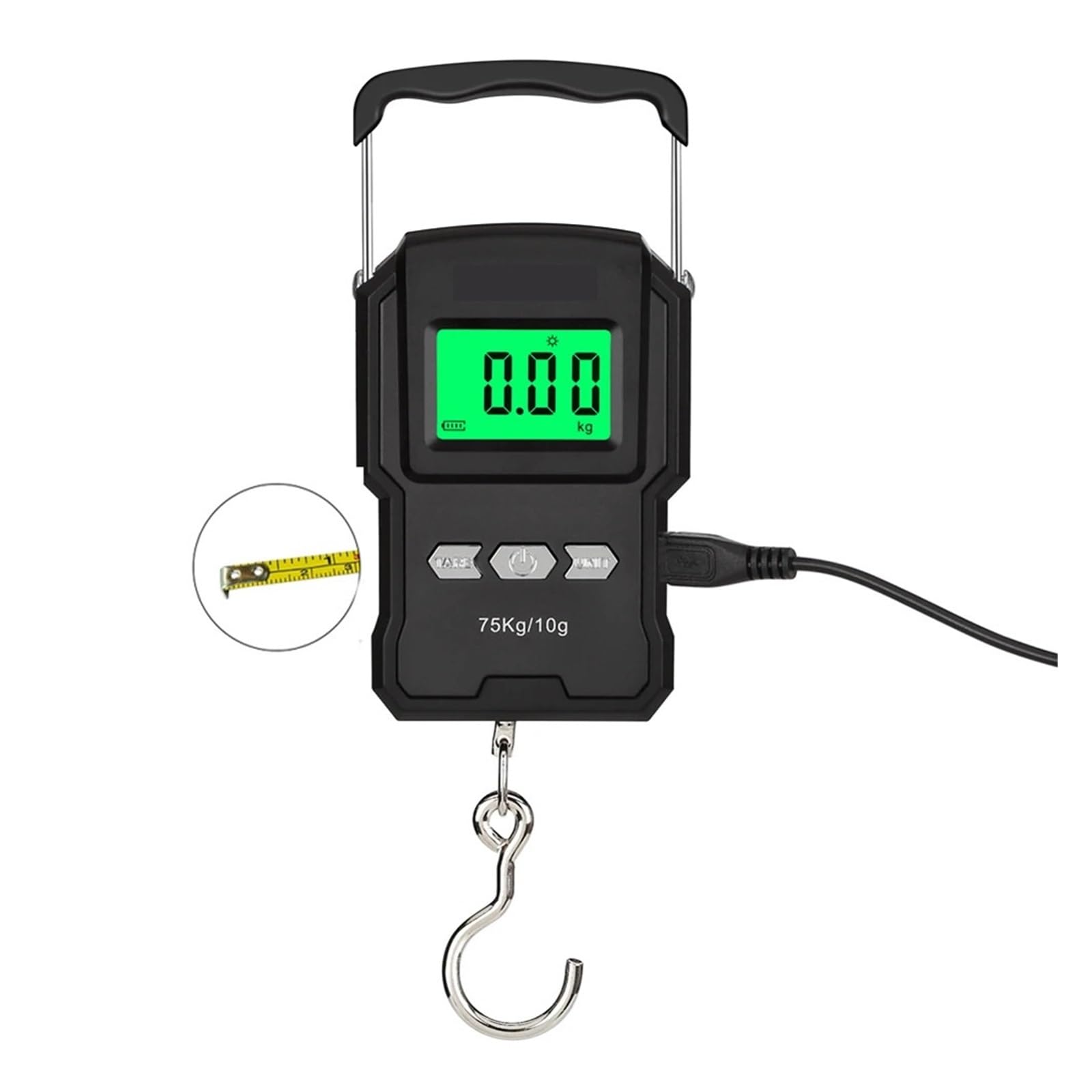 Przenośny Mini Cyfrowy Ręczny 75Kg 10g Haczyk Na Ryby Waga Wisząca Elektroniczne Ważenie Do Bagażu Wyświetlacz LED Saldo
