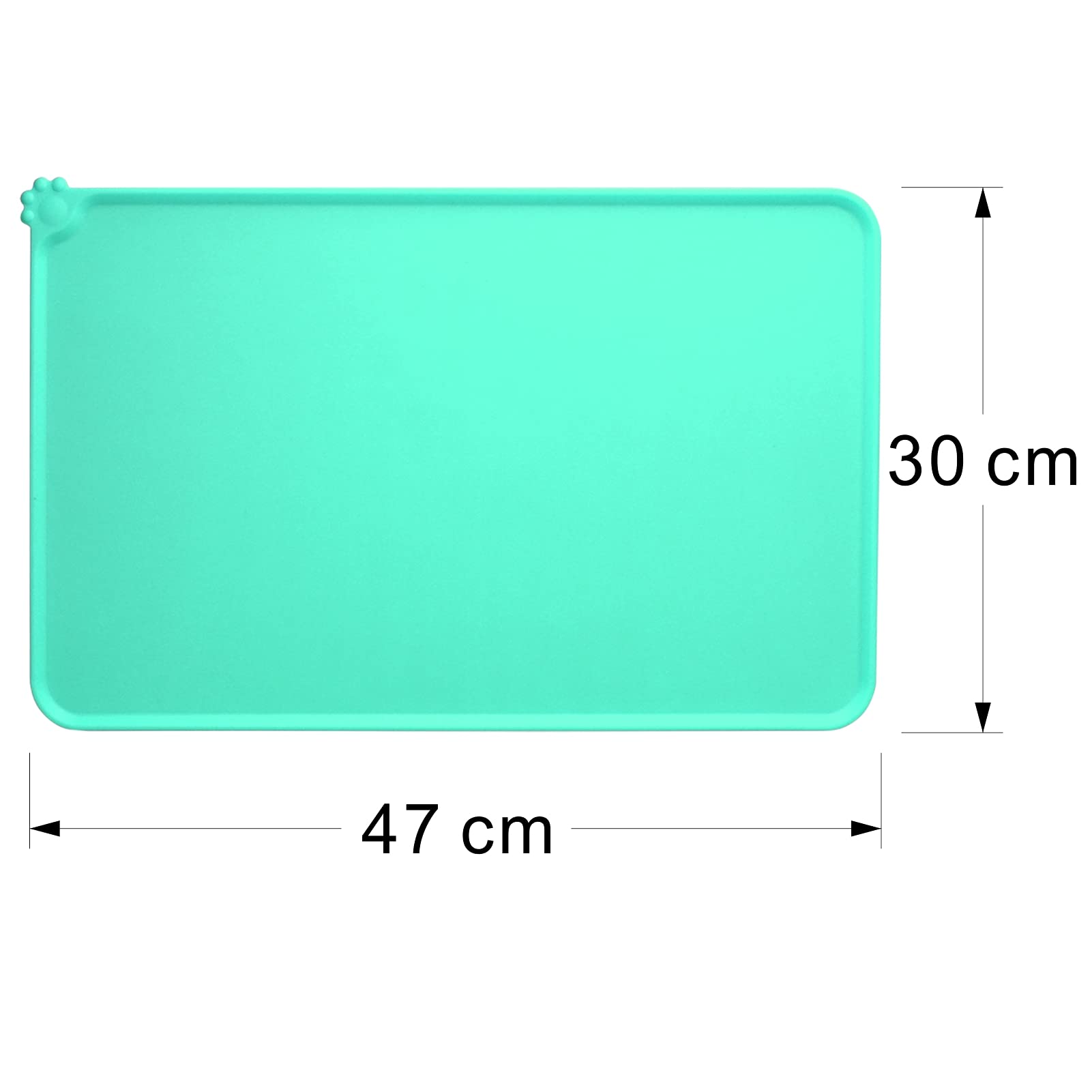 MOACC Tappetini Sottociotola per Cani, Tappetino per Ciotola di Cibo Antiscivolo per Animali con Disegni di Zampe Perfetto per Proteggere Il Pavimento da Liquidi(Verde, 47 x 30 cm)