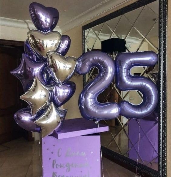 Image of Purple Number 2 Balloon 40 Inch, 2nd Birthday Decoration, Sparkling 2 Number Balloon Party Decor