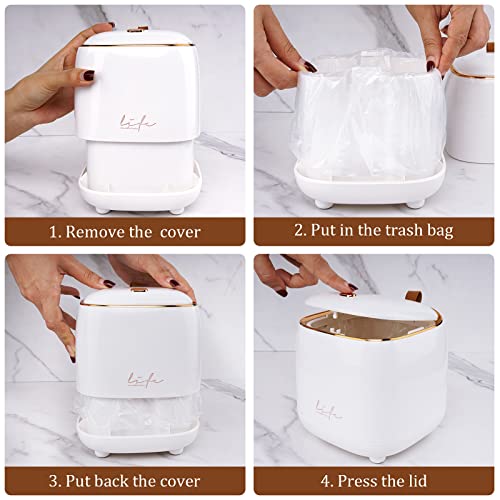Mini caneca de basura de escritorio 1.6L con tapa blanca miniatura 3
