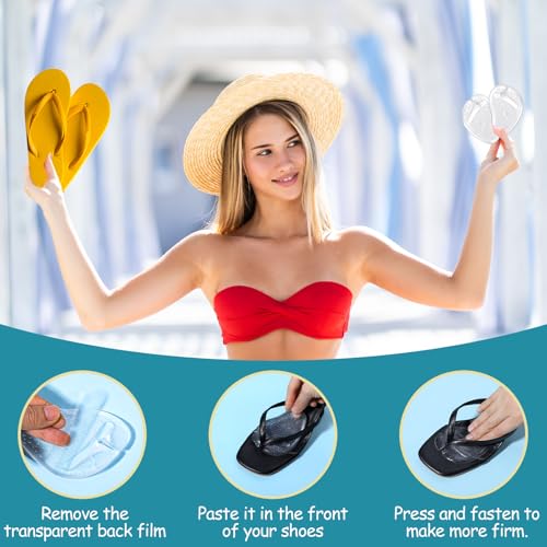 Image of 6Pcs Gel Metatarsal Pads for Thong Sandals Toe Protectors, Soft Reusable Forefoot Cushion Inserts for Flip Flop, Self-Adhesive Non Slip Shoe Cushion Inserts for Metatarsal Support Pain Relief