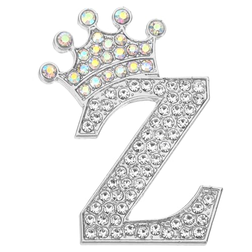 Image of PATIKIL Letter Brooch Pins, Crown Initial Rhinestone Alphabet Letter Lapel Badges Pin for Women Suits