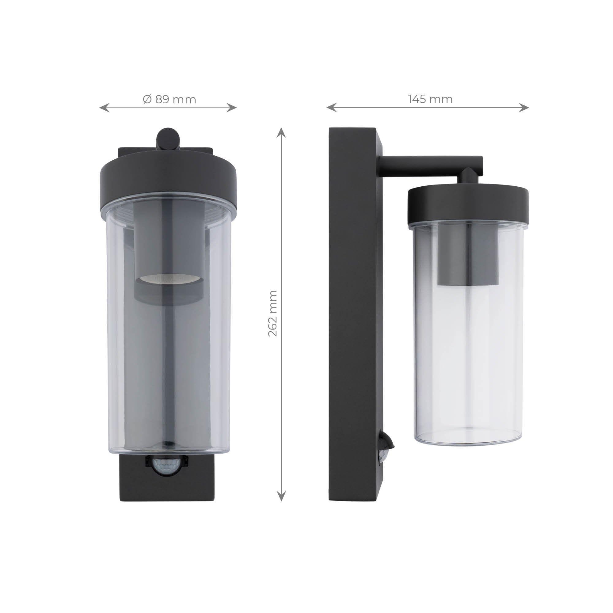 Ledvion - Lampada da Parete LED con Sensore, Attacco E27, IP44, Nero, Lampada da Esterno, Illuminazione Esterna | Maggiore comodità in tutta la casa: la lampada da parete si accende automaticamente non appena viene rilevato un movimento.
