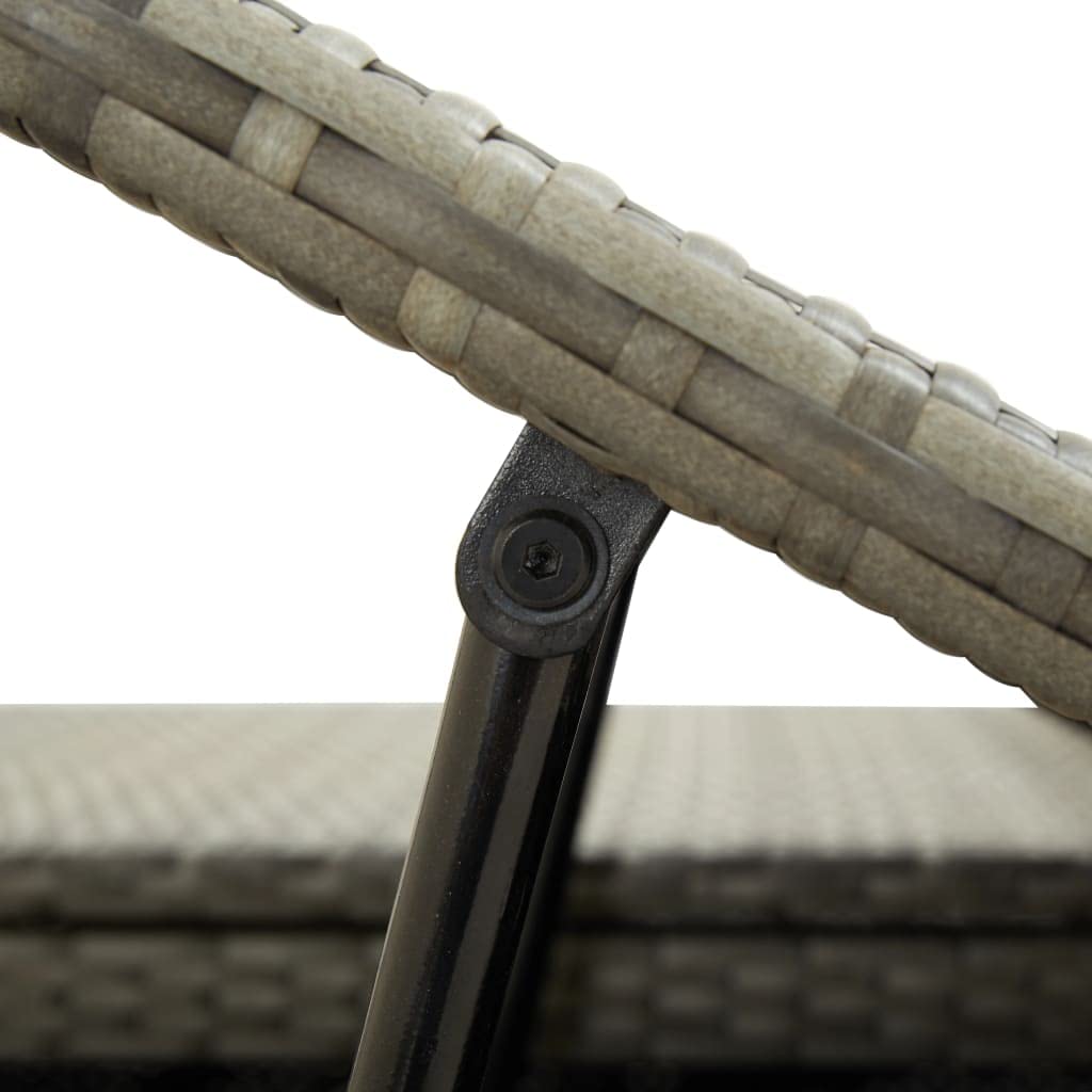 Lettino da giardino per 2 persone, in polyrattan, con cuscino grigio, resistente alle intemperie, per terrazza, balcone, piscina e campeggio, regolabile per un comodo relax