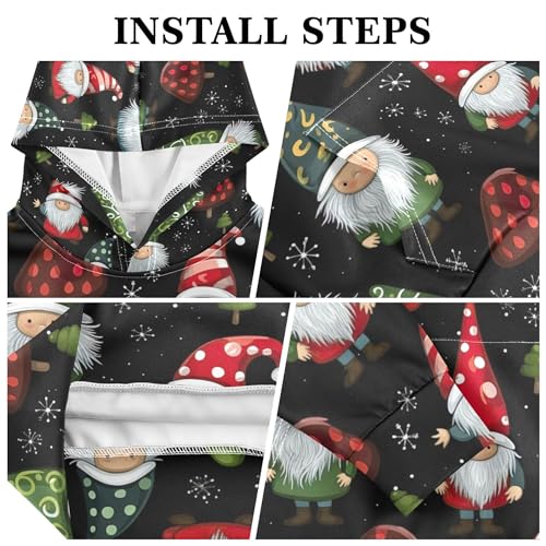 Kids Hoodies Sweaters Christmas Xmas Gnome Dwarfs Hooded Sweatshirts with Big Pockets for Boys Girls B04004483