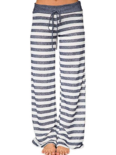 Image of iChunhua Women's Comfy Stretch Floral Print Drawstring Palazzo Wide Leg Lounge Pant