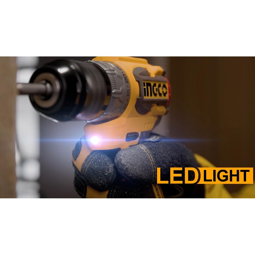 Ingco Cdli16682 Trapano Avvitatore a Batteria 16 V 60 Nm Brushless con 2 Batterie in Valigetta