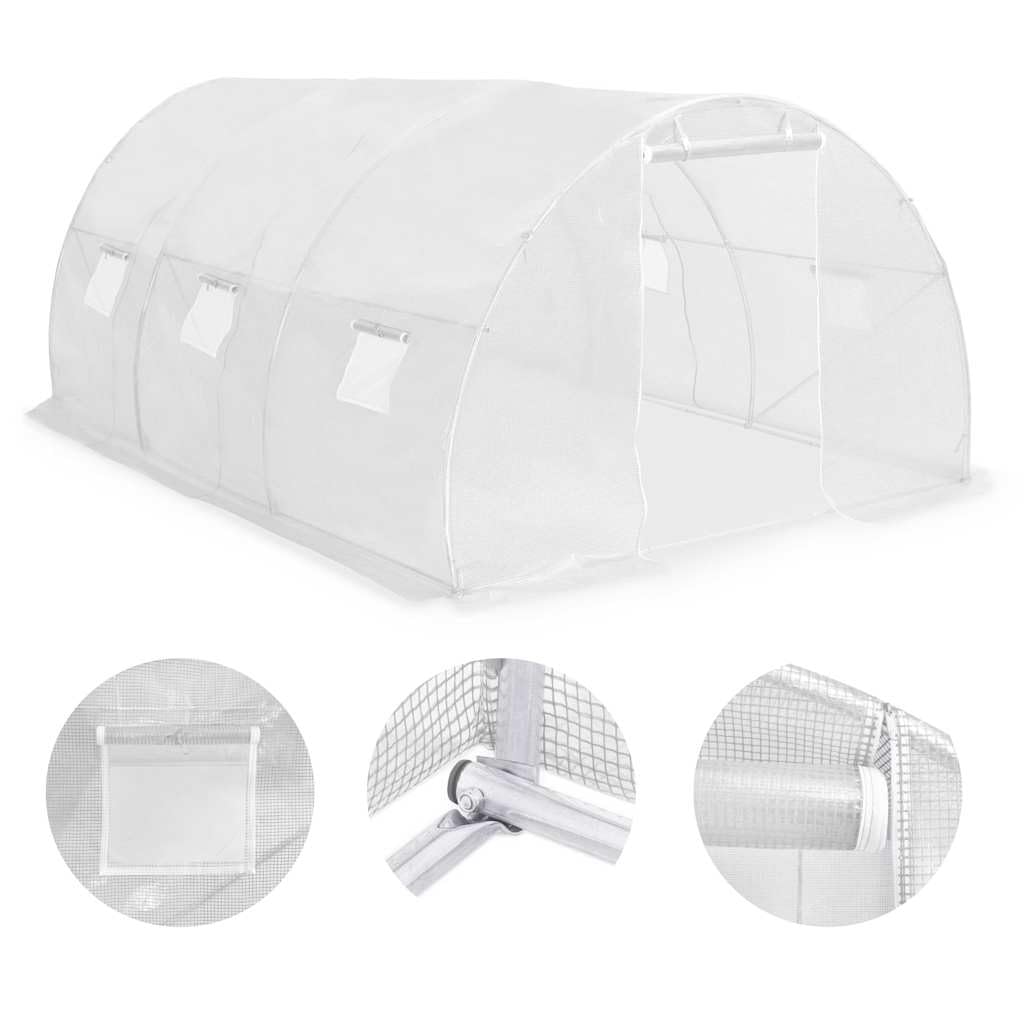 Szklarnia 13,5 m² 450 x 300 x 200 cm, 170 g m² siatka z polietylenu, ocynkowana rama stalowa, 6 okien, drzwi, do uprawy, kiełkowania, zimowania, ochrona przed mrozem, ogród warzywny