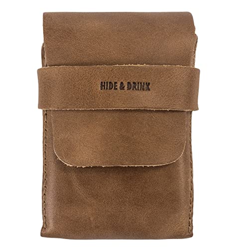 Hide & Drink, Classic Case for Playing Cards (Not Included) Secure Storage, Playing Deck Holder, Travel Accessory, Full Grain Leather, Handmade, Single Malt Mahogany