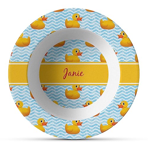 Personalized Rubber Duckie Plastic Bowl - Microwave Safe - Composite Polymer