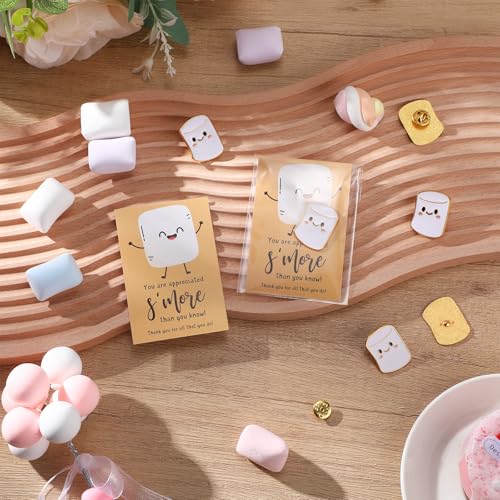 Image of Zeyune Employee Appreciation Gifts Thank You Marshmallow Lapel Pins Cards with Opp Bags Inspiration Team Thank You Pin for Coworkers Staff Teacher Office