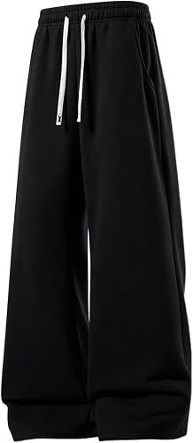 Mens Sweatpants Wide Leg Baggy High Waist Workout Pants with Pockets