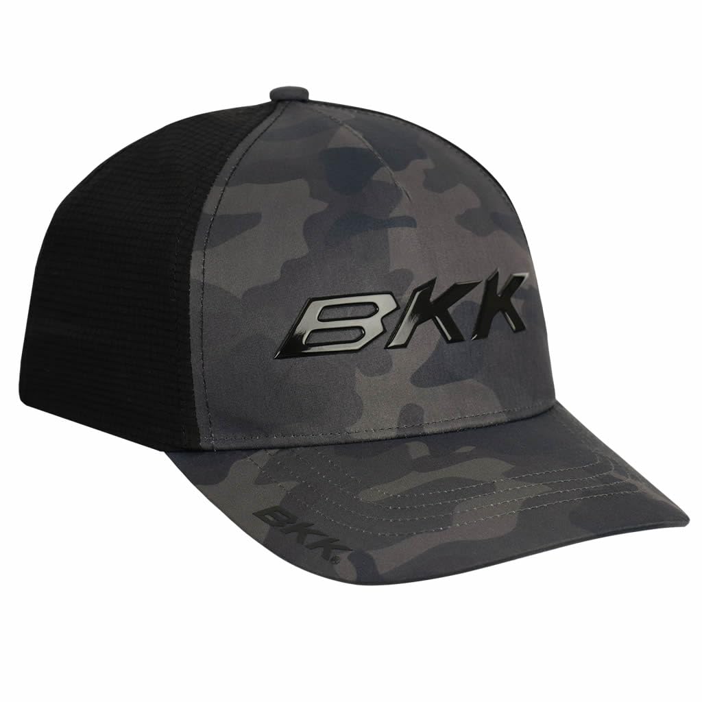 BKK Performance HAT Grey Camo Outdoor Fishing con logo nero, Grigio, taglia unica