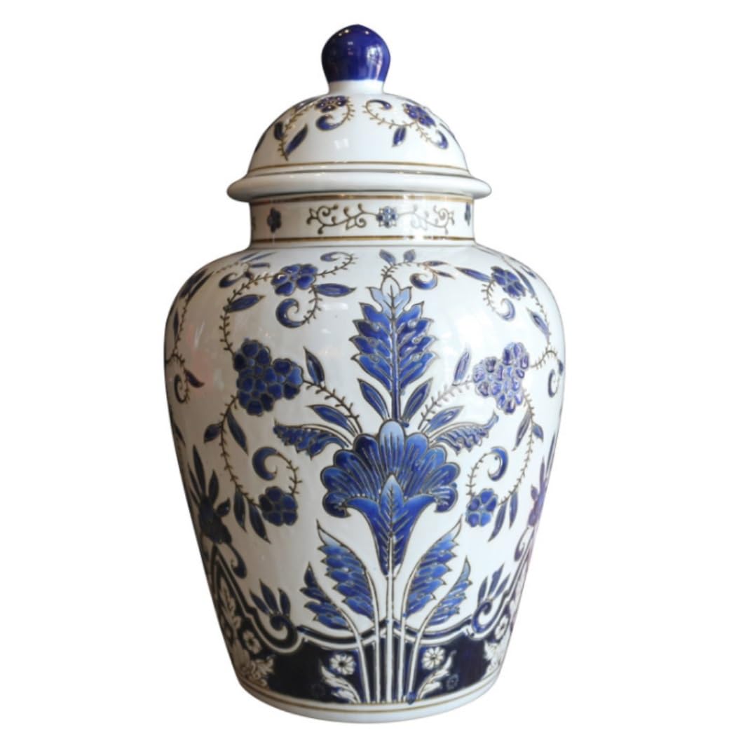 SBJKLYRN ceramic jar， Modern Vase Ceramic Ginger Jar with Lid Decorative Flower Vases Porcelain Temple Jar Traditional Containers Temple Jar