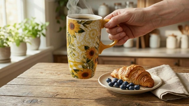 Taza de cerámica para viaje 17oz con tapa y mango miniatura 7