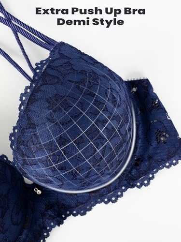 Image of Push Up Bras for Women Add 2 Cups Sexy Lace Cleavage Extra Padded Plunge Bra Underwire