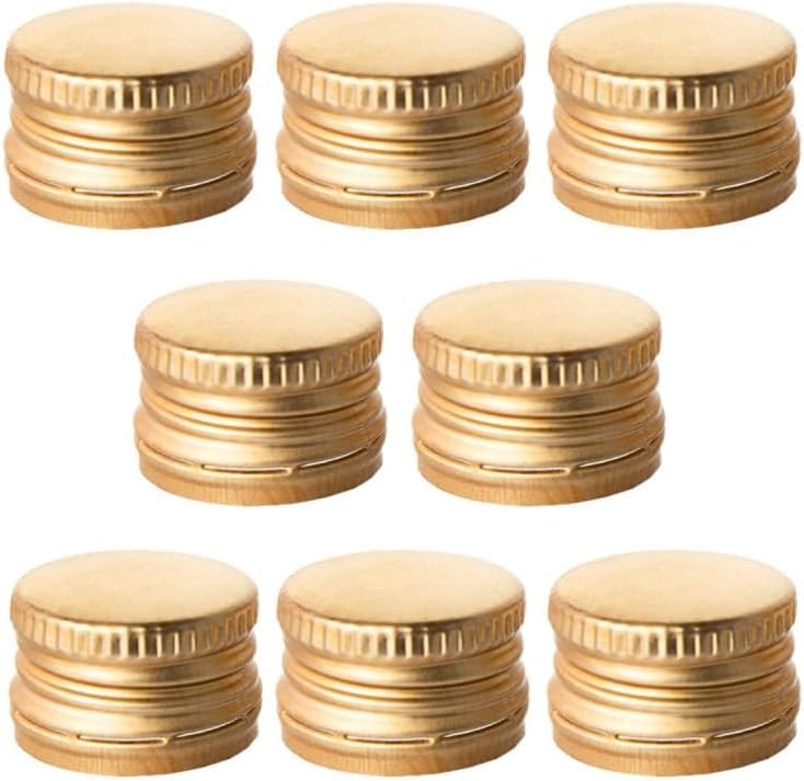 made in home Lot de 100 bouchons à visser en aluminium - 28 mm - Capuchons filetés de rechange pour bouteilles - Or 28/18