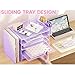 OPNICE Desk Organizer, 5-Tier Paper File Organizer with Drawer & Pen Holder, Office Desk Accessories, Workspace Desktop Organizer for Office Supplies(Purple)
