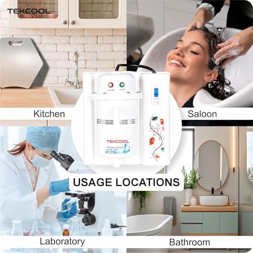Image of TEKCOOL 1L Instant Portable Water Heater /Geyser (Fitted with MCB) Instant Running Water Heater ABS Plastic, Auto Cut Off and Manual Reset, Inlet and Outlet Thread (White-Orange)