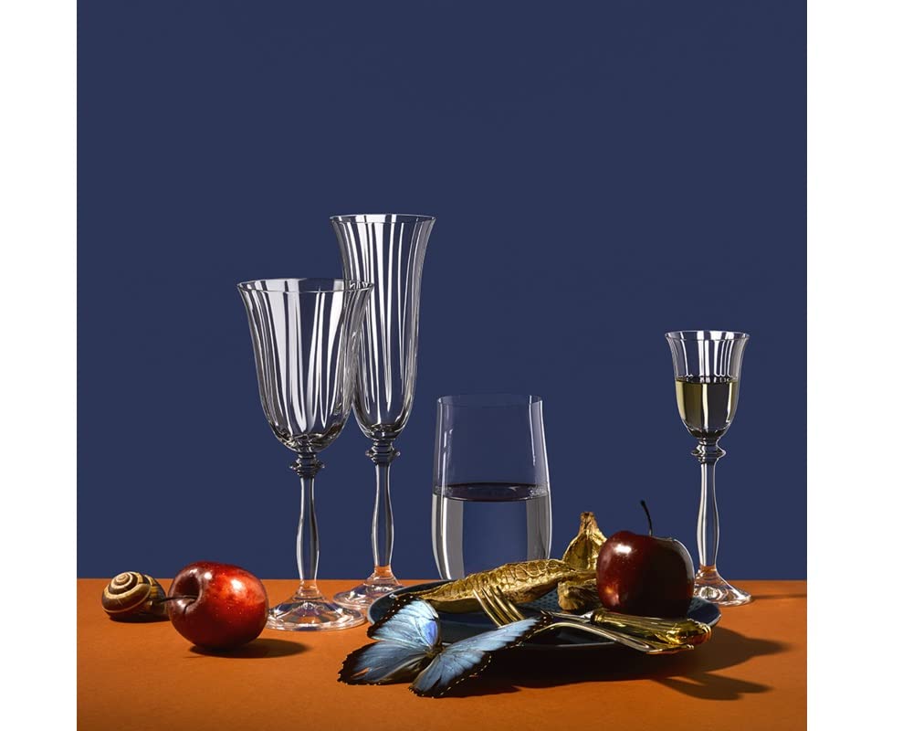 Crystalex Weingläser Weißweinglas Angela Optic Kristallglas 185 ml geriffelt Kristallglas 6er Set