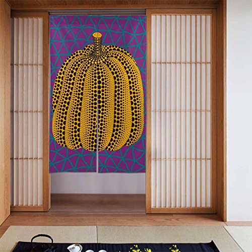 草間彌生 カーテン のれん シェードカーテンン 和風 遮光 断熱防寒 目隠し 部屋仕切り 玄関 ドアカーテン 壁掛け 間仕切り 柔らかい 飾り 四季兼用 86x143 Cm