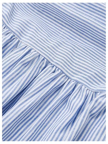 WDIRARA Women's Striped Strapless Fit and Flare Tube Top Dress Y2K Ruched Shirred Ruffle Mini Dresses3