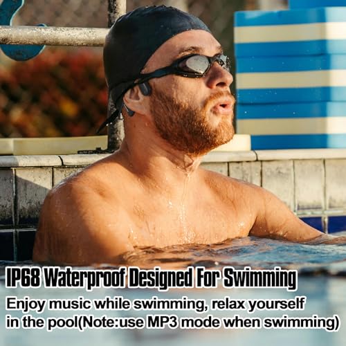 Image of IPX8 Waterproof Bone Conduction Headphones Swimming Underwater Bluetooth Headsets with MP3 Player Open Ear Headsets with Mic Wireless Earphones Built-in 32GB Memory for Running Cycling Gym Workouts