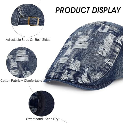 Image of 3Pcs Men's Newsboy Caps Cotton Cooling Hat Adjustable Flat Cap for Men