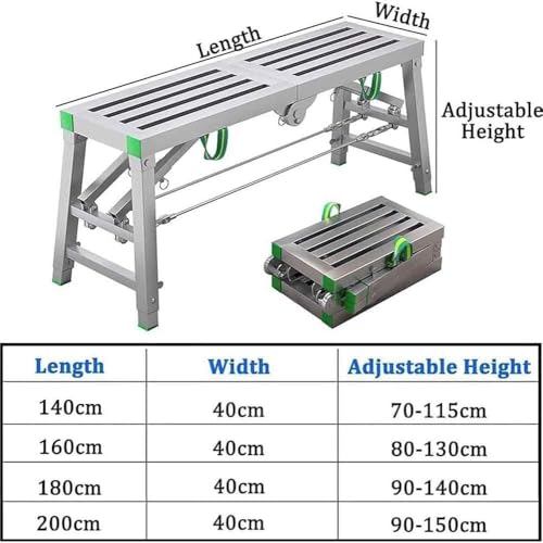 Plataforma elevable ajustable de 140 cm con estructura ligera 7