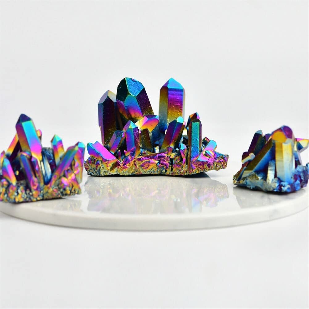 Amazon.co.jp: 家の装飾、天然水晶レインボーチタン結晶石標本の