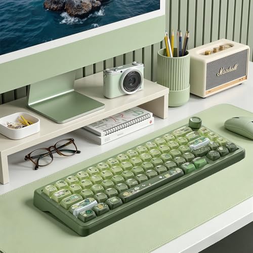Image of dagaladoo PBT Keyboard keycaps Ceramic Style,Matcha Green moa keycaps