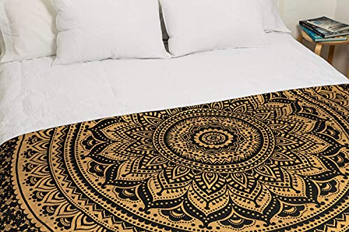 MOMOMUS Wandteppich Mandala - Golden - 100% Baumwolle, Aesthetic, Mehrzweck - Wandtuch - Wanddeko, Dekoration Wohnzimmer… – Bild 5