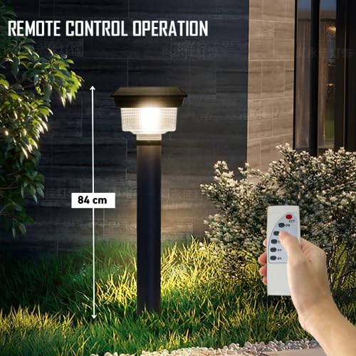 hardoll Solar Light Outdoor for Home Garden 48LED Waterproof Pillar Wall Gate Post Lamp with Pole(Pack of 1-Cool&Warm White, Aluminium+PC)