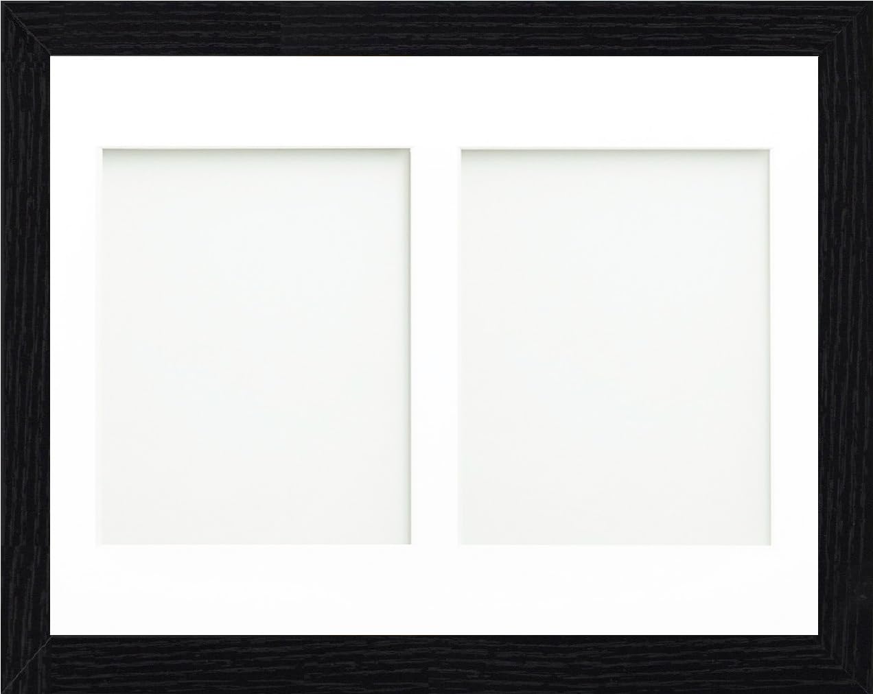 Online2home White Osuk 12X10 Inch Black Picture Photo Frame With 2 Aperture Mount For Image Size 7X5 Inch Portrait - Fitted With Perspex Sheet