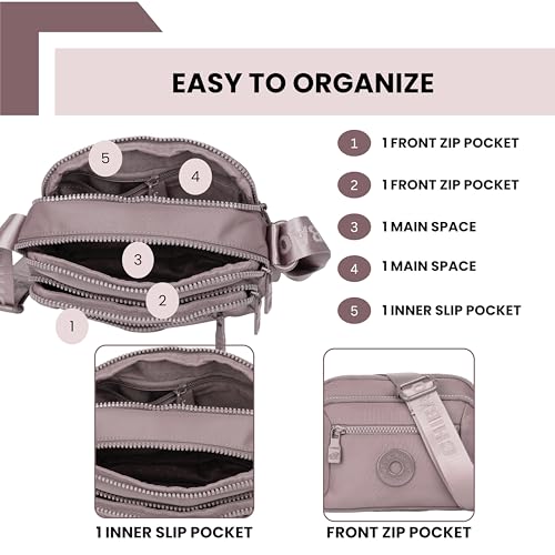 Image of TS WITH TECHSUN Small Crossbody Shoulder Bag for Women, Multi-Pocket Nylon Travel Handbag Messenger Purse, Adjustable Strap, Lightweight, Zipper Closure (21(L) X 16(H) X 9 (W) CM)