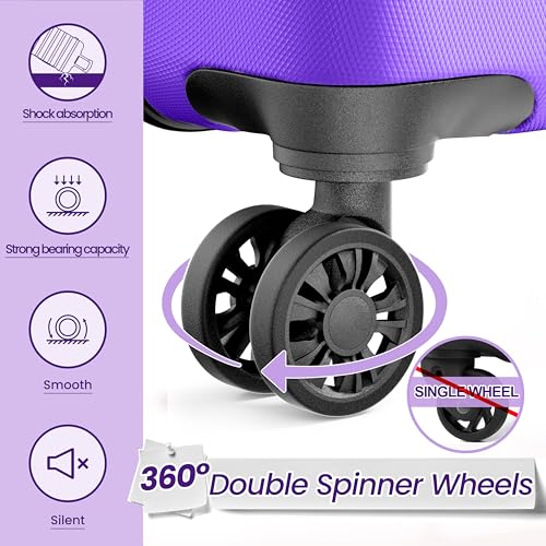 Image of AnyZip Luggage PC ABS Hardside Lightweight Suitcase with 4 Universal Wheels TSA Lock 20 24 28 Inch, Violet Purple, 3 piece set (20 /24 /28), Fashion