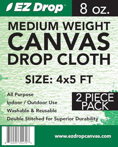 EZ Drop Painter's Canvas Fabric Drop Cloth for Painting (4 ft. x 5 ft.) 2 Pack