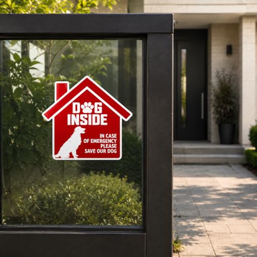 Image of (3Pcs) Dog Inside Fire Sticker, Dog Inside in Case of Emergency Please Save Our Dogs Decal, Pet Emergency Stickers, Sticker Waterproof for Home, Door, Decal 5 inch (Normal, 5in)